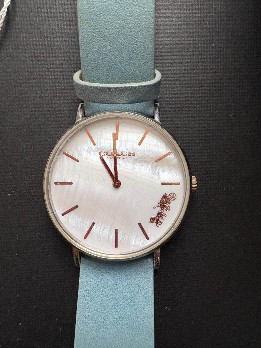 Coach Light Blue Leather Band Watch